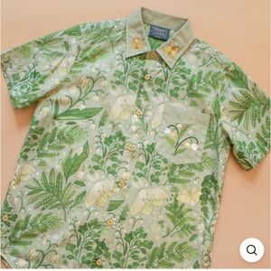 MorningWitch Moss & Fern Button down Shirt Short Sleeve Unisex Medium